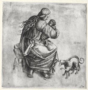 Madre e Bambino con Due Cani, fine 1400