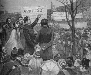 Il signor Phelps pianta la quercia di Shakespeare su Primrose Hill, Londra, c1890 da Unbekannt