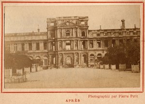Municipalità di Parigi (1871): veduta del Palazzo delle Tuileries a Parigi dopo l