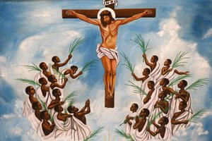 Santuario dei martiri cattolici di Namugongo, Kampala. Affresco della chiesa, 20160217, Kampala, Uganda da Unbekannt