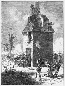 Le truppe di Napoleone difendono una torre telegrafica, c1815, c1870 da Unbekannt
