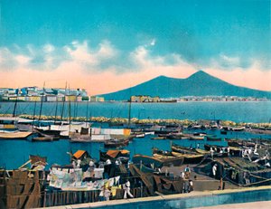 Napoli - Mergellina con Vesuvio, c1900 da Unbekannt