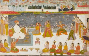 Nawab e signore che guardano una nautch su una terrazza, 1760 da Unbekannt