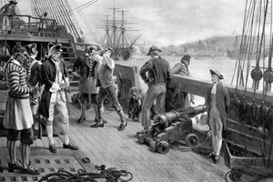 Il primo passo di Nelson nella Marina, Chatham, 1771 da Unbekannt