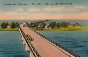 Nuova Overseas Highway, sopra Pigeon Key, verso Key West, Florida, c1940s da Unbekannt