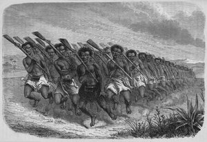 Danza di guerra della Nuova Zelanda, c1880 da Unbekannt