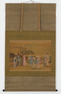 Nove persone a vedere i fiori di ciliegio, periodo Edo, 1615-1868 da Unbekannt