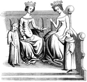 Donne nobili e bambini, XIV secolo da Unbekannt