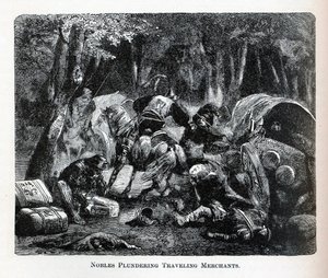 Nobili che saccheggiano mercanti itineranti, 1882 da Unbekannt