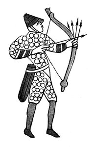 Arciere normanno, Arazzo di Bayeux, c1070s, 1870