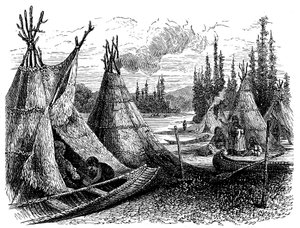 Insediamento estivo dei Cree nordamericani, 1874 da Unbekannt
