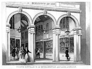 Ingresso nord di Burlington Arcade, Westminster, Londra, XIX secolo
