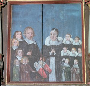 Dipinto norvegese che mostra una famiglia con quattordici figli da Unbekannt