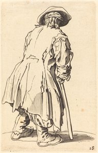 Vecchio mendicante con una stampella