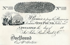 Banconota da una sterlina eseguita per la Northumberland Bank, c1820 da Unbekannt