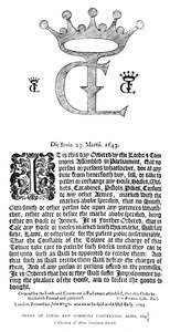 Ordine dei Lord e dei Comuni riguardante le armi, 1643-1644, 1893