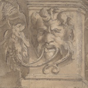 Design ornamentale con maschera in stile antico, 1550-1600 da Unbekannt