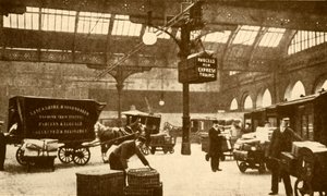 Trasportatore elettrico aereo di pacchi, Victoria Station, Manchester, 1930