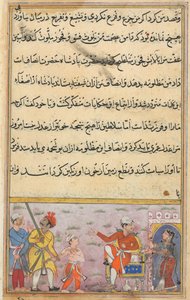 Pagina da Racconti di un pappagallo Tuti-nama: Ottava notte: Il principe viene portato via, c. 1560 da Unbekannt