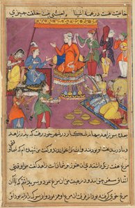 Pagina da Racconti di un pappagallo Tuti-nama: Cinquantaduesima notte: Il re dà sua figlia, c. 1560 da Unbekannt