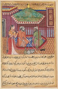 Pagina da Le storie di un pappagallo Tuti-nama: Quarantanovesima notte: Il fratello maggiore..., c. 1560 da Unbekannt