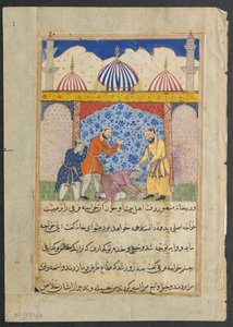 Pagina da Racconti di un pappagallo Tuti-nama: Diciassettesima notte: Il giovane..., c. 1560 da Unbekannt