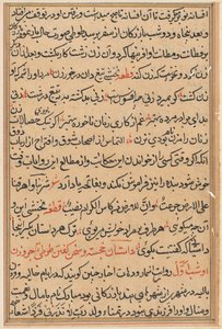 Pagina da Tales of a Parrot Tuti-nama: pagina di testo, c. 1560 da Unbekannt