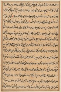 Pagina da Racconti di un pappagallo Tuti-nama: pagina di testo, c. 1560