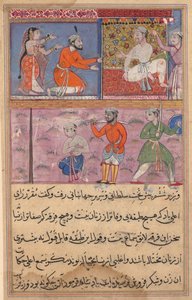 Pagina da Racconti di un pappagallo Tuti-nama: pagina di testo, c. 1560 da Unbekannt