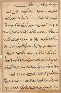 Pagina da Racconti di un pappagallo Tuti-nama: pagina di testo, c. 1560