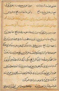 Pagina da Tales of a Parrot Tuti-nama: pagina di testo, c. 1560 da Unbekannt