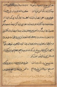 Pagina da Tales of a Parrot Tuti-nama: pagina di testo, c. 1560 da Unbekannt