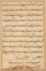 Pagina da Racconti di un pappagallo Tuti-nama: pagina di testo, c. 1560