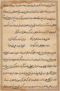 Pagina da Racconti di un pappagallo Tuti-nama: pagina di testo, c. 1560 da Unbekannt