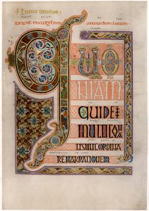 Pagina di testo illuminato dal Vangelo di San Luca, c700 da Unbekannt
