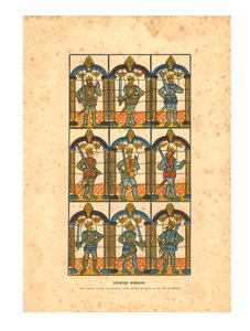 Vetrata dipinta. Due conti sassoni di Mercia e sette conti normanni di Chester, c1845