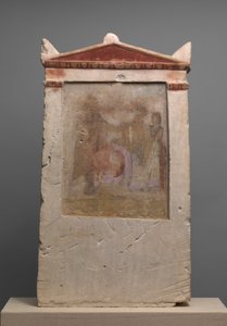 Stele funeraria dipinta in calcare con una donna in travaglio, fine IV-inizio III secolo a.C. da Unbekannt