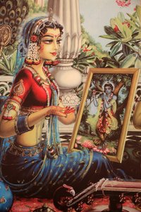 Radha che guarda un