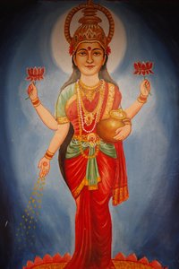 Dipinto che raffigura la dea Lakshmi, Haridwar da Unbekannt