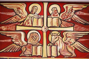 Dipinto nella cattedrale di Lomé: evangelisti, Lomé, Togo