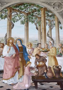 Dipinto nella chiesa della Visitazione a Ein Kerem: le nozze di Cana, Ein Kerem, Israele