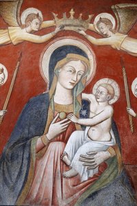 Dipinto nella basilica di Santa Caterina, Galatina, Apulia: Angeli che incoronano Maria con Gesù, Galatina, Italia da Unbekannt