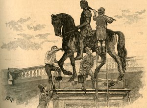 Pittura della statua di Re Guglielmo III di nero, Dublino, Irlanda da Unbekannt