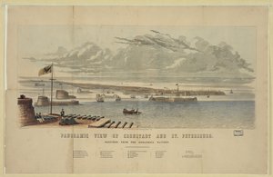 Veduta panoramica di Kronstadt e San Pietroburgo