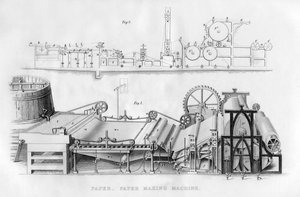 Macchina per la fabbricazione della carta, 1866 da Unbekannt