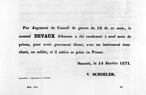 Par Jugement du Conseil, dai manifesti politici francesi della Comune di Parigi, gennaio 1871