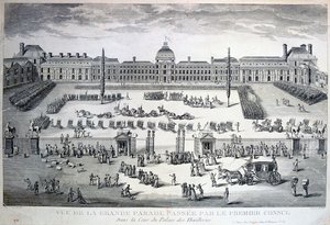 Parata delle truppe durante la Grande Parata, Palazzo delle Tuileries, XIX secolo da Unbekannt