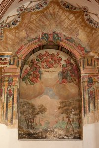 Chiesa parrocchiale (Iglesia de San Agustín). Interno. Una cappella. Affreschi. Scuola di Zurbaran. Una cappella. Barocco. 17° secolo
