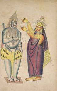 Parvati che mette una ghirlanda nuziale su Shiva, 1800s da Unbekannt