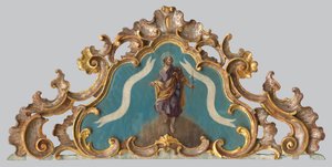Frontone di un altare con figura di un santo da Unbekannt